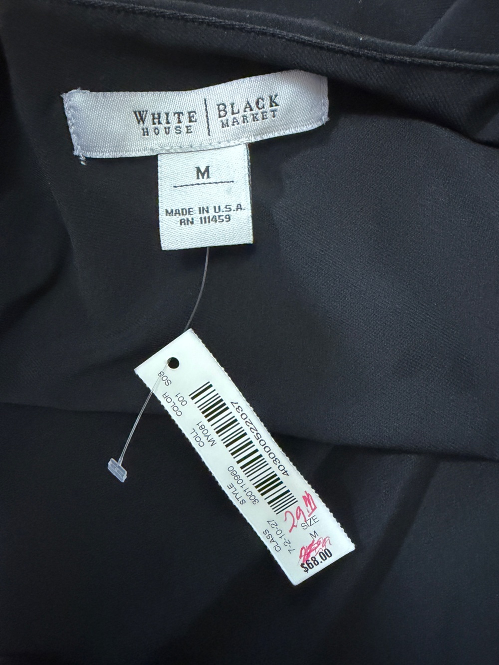 White House Black Market Asymmetrical Black One-Shoulder Drape Top - Picture 2 of 5